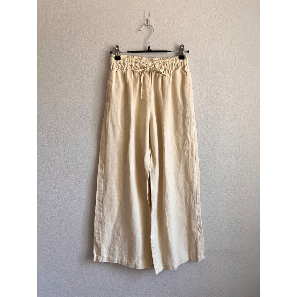 FAITHFULL THE BRAND Linen Trousers in Cream Size XS